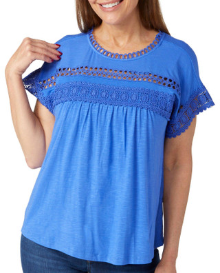Thumbnail 1: Onque Casual Onque Casual Womens Short Sleeve Lace Trim Top 