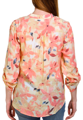 Thumbnail 2: Zac & Rachel Zac & Rachel Womens 3/4 Sleeve Print Pleated Henley Top 