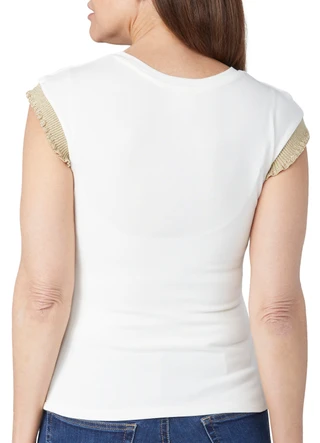 Thumbnail 2: Muse Muse Petite Metallic Cap Sleeve Top 