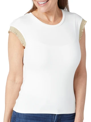 Thumbnail 1: Muse Muse Petite Metallic Cap Sleeve Top 
