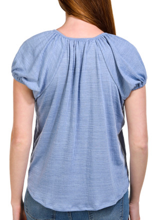 Thumbnail 2: Coral Bay Coral Bay Petite Short Puff Sleeve Textured Fabric Top 