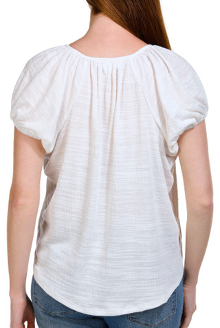 Thumbnail 2: Coral Bay Coral Bay Petite Short Puff Sleeve Textured Fabric Top 