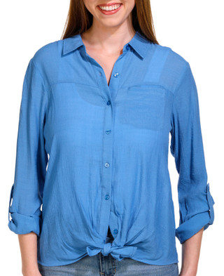 Thumbnail 1: Zac & Rachel Zac and Rachel Womens 3/4 Sleeve Tie Front Slub Top 