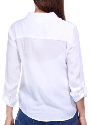 Thumbnail 6: Zac & Rachel Zac and Rachel Womens 3/4 Sleeve Tie Front Slub Top 