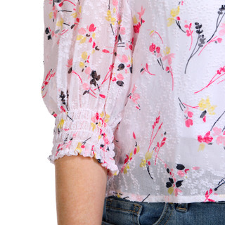 Thumbnail 6: Zac & Rachel Zac & Rachel Petite 3/4 Sleeve Clip Dot Chiffon Top 