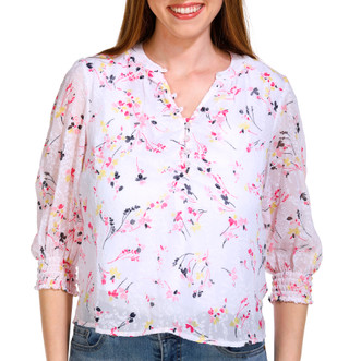 Thumbnail 2: Zac & Rachel Zac & Rachel Petite 3/4 Sleeve Clip Dot Chiffon Top 