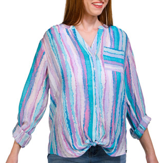 Thumbnail 1: Zac & Rachel Zac & Rachel Womens 3/4 Sleeve Buttoned Front Slub Top 