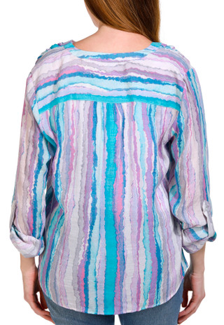 Thumbnail 4: Zac & Rachel Zac & Rachel Womens 3/4 Sleeve Buttoned Front Slub Top 
