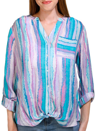 Thumbnail 8: Zac & Rachel Zac & Rachel Womens 3/4 Sleeve Buttoned Front Slub Top 