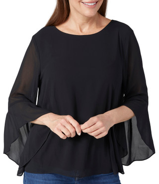 Thumbnail 2: Kasper Kasper Womens 3/4 Ruffle Bell Sleeve Top 