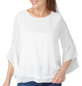 Thumbnail 1: Kasper Kasper Womens 3/4 Ruffle Bell Sleeve Top 