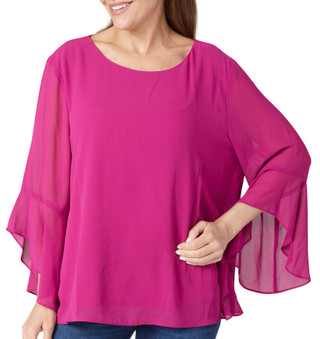 Thumbnail 1: Kasper Kasper Womens 3/4 Ruffle Bell Sleeve Top 