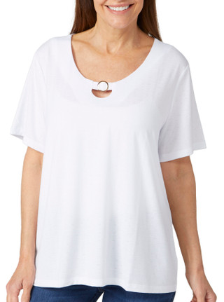 Thumbnail 1: Coral Bay Coral Bay Petite Keyhole Ring Short Sleeve Top 