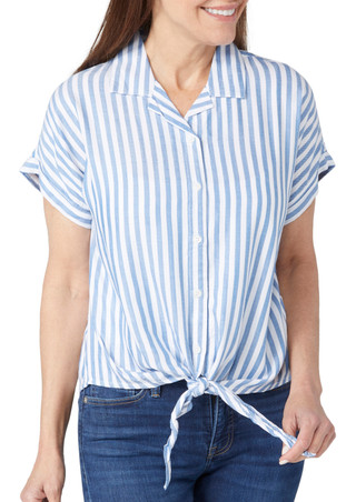 Thumbnail 2: Dash Dash Womens Short Sleeve Striped Button Down Top 