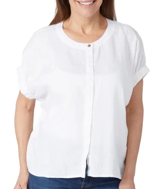 Thumbnail 1: DKNY Women's Elastic Puff Sleeve Button Down Top 
