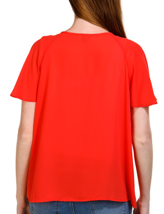 Thumbnail 4: Zac & Rachel Zac & Rachel Petite Short Sleeve Crepe Neck Tie Top 