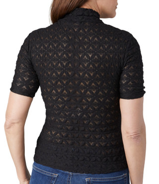 Thumbnail 4: T. Tahari T. Tahari Petite Mock Lace Short Sleeve Top 