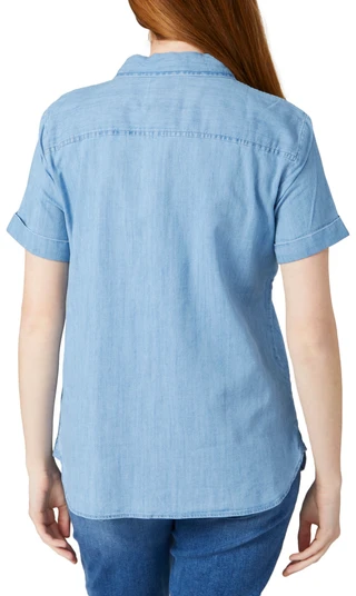 Thumbnail 2: Nautica Nautica Womens Short Sleeve Chambray Button Down Top 