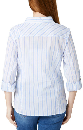 Thumbnail 2: Nautica Nautica Womens 3/4 Sleeve Stripe Button Down Top 