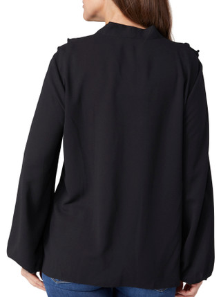 Thumbnail 2: Kasper Kasper Womens Long Sleeve Ruffle Tie Front Top 