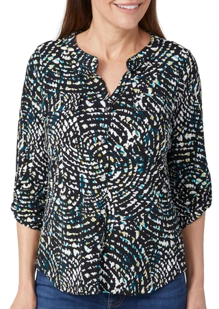 Thumbnail 1: ADRIENNE VITTADINI Adrienne Vittadini Petite 3/4 Sleeve Seychelles Top 