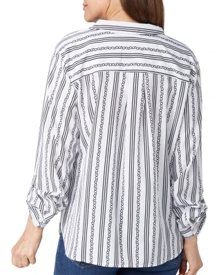 Thumbnail 4: ADRIENNE VITTADINI Adrienne Vittadini Womens 3/4 Sleeve Silky Stripe Top 