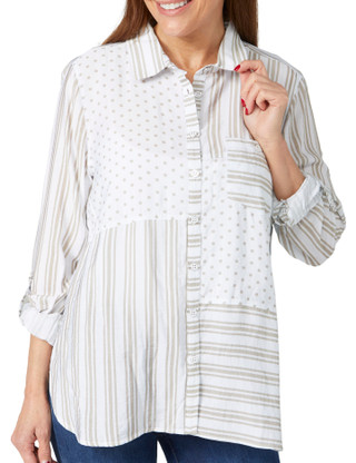 Thumbnail 2: Erin London Erin London Womens 3/4 Sleeve Button Down Top 