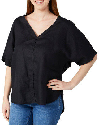 Thumbnail 1: DKNY DKNY Womens Solid V-Neck Short Sleeve Top 