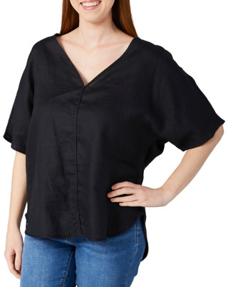 Thumbnail 2: DKNY DKNY Womens Solid V-Neck Short Sleeve Top 
