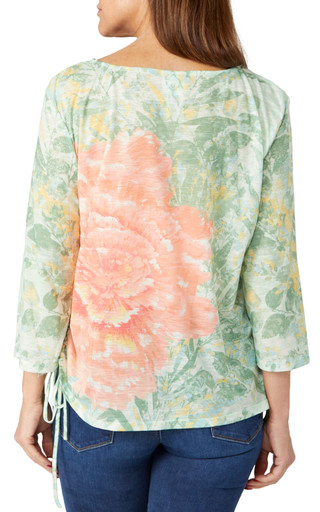 Thumbnail 2: Ruby Road Ruby Road Knit Print Elbow Sleeve Embellished Ruched Top 