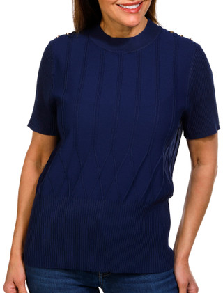 Thumbnail 1: RIO & RIAN Rio & Rian Womems Short Sleeve Novelty Rib Sweater 