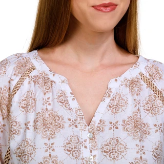 Thumbnail 6: NUCO Nuco Womens Printed Button Front 3/4 Sleeve Top 