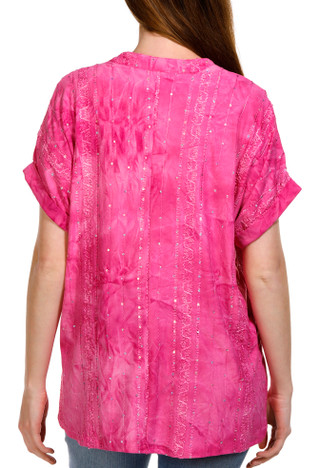 Thumbnail 2: Coral Bay Coral Bay Womens Short Sleeve Button Down Sequin Top 