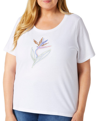 Thumbnail 2: Coral Bay Coral Bay Plus Short Sleeve Bird Of Paradise Top 