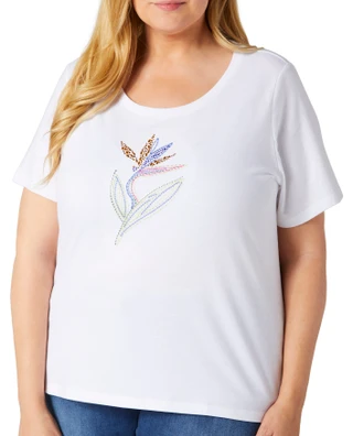 Thumbnail 1: Coral Bay Coral Bay Plus Short Sleeve Bird Of Paradise Top 