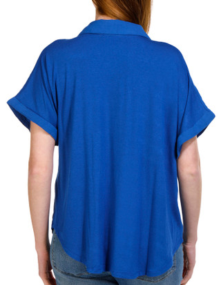 Thumbnail 2: Coral Bay Coral Bay Womens Short Sleeve Jersey Back Button Down Top 