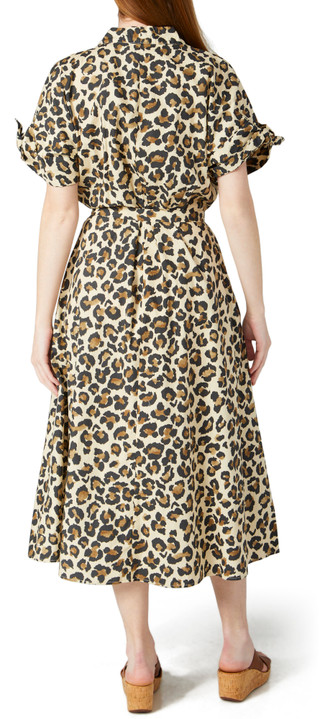 Thumbnail 4: Ellen Tracy Ellen Tracy Womens Leopard Print Puffer Sleeve Midi Dress 