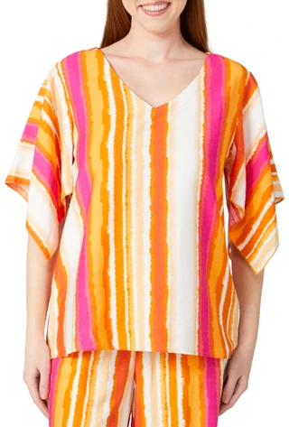 Thumbnail 2: RUNWAY READY Runway Ready Petite Striped Short Sleeve Top 