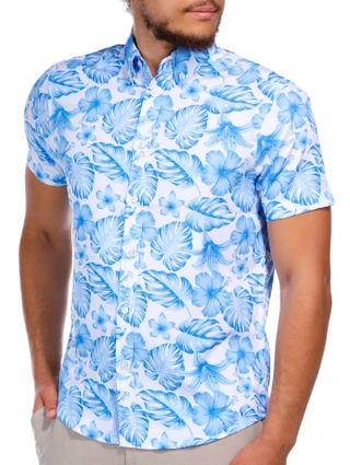 Thumbnail 3: Report Collection Report Collection Men's Short Sleeve Print Woven Sport Shirt 
