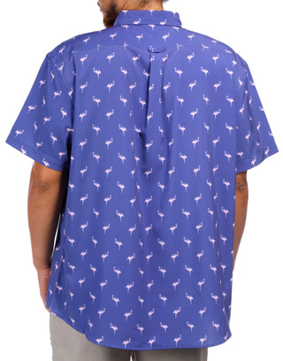 Thumbnail 2: IZOD IZOD Men's Short Sleeve Buttoned Flamingo Print Shirt 