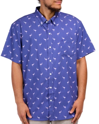 Thumbnail 1: IZOD IZOD Men's Short Sleeve Buttoned Flamingo Print Shirt 