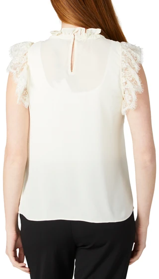 Thumbnail 2: Catherine Malandrino Catherine Malandrino Womens Ruffle Cap Sleeve Mock Neck Top 