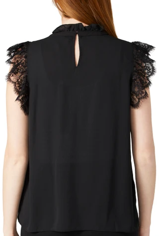 Thumbnail 2: Catherine Malandrino Catherine Malandrino Womens Ruffle Cap Sleeve Mock Neck Top 