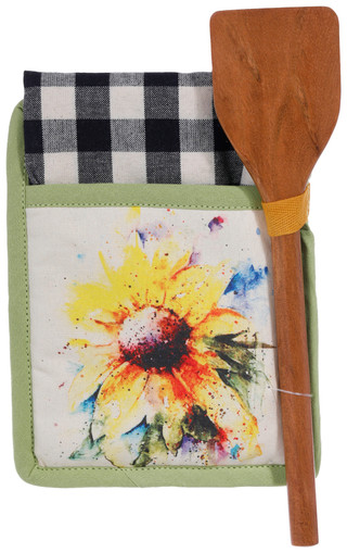 Thumbnail 2: DEMDACO Demdaco 3 Pc Sunflower Hot Pad & Towel with Spatula Set 