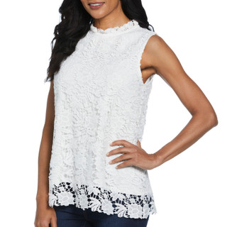 Thumbnail 1: Rafaella Rafaella Petite Sleeveless Scalloped Lace Top 