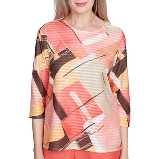 Thumbnail 1: Alfred Dunner Alfred Dunner Petite 3/4 Sleeve Patchwork Top 