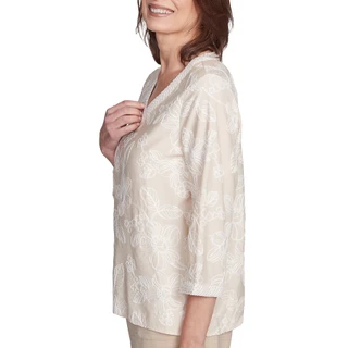Thumbnail 3: Alfred Dunner Alfred Dunner Womens 3/4 Sleeve Floral Embroidered Top 
