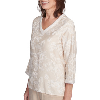 Thumbnail 4: Alfred Dunner Alfred Dunner Womens 3/4 Sleeve Floral Embroidered Top 