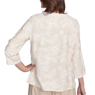 Thumbnail 2: Alfred Dunner Alfred Dunner Womens 3/4 Sleeve Floral Embroidered Top 