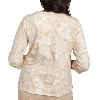Thumbnail 4: Alfred Dunner Alfred Dunner Womens 3/4 Sleeve Textured Floral Top 